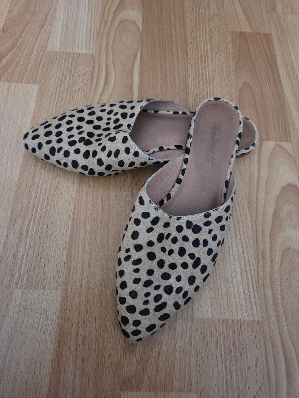 Madewell Leopard Calf Hair Pointed-Toe Slip-On Flats/Mules Fall Contemporary 7